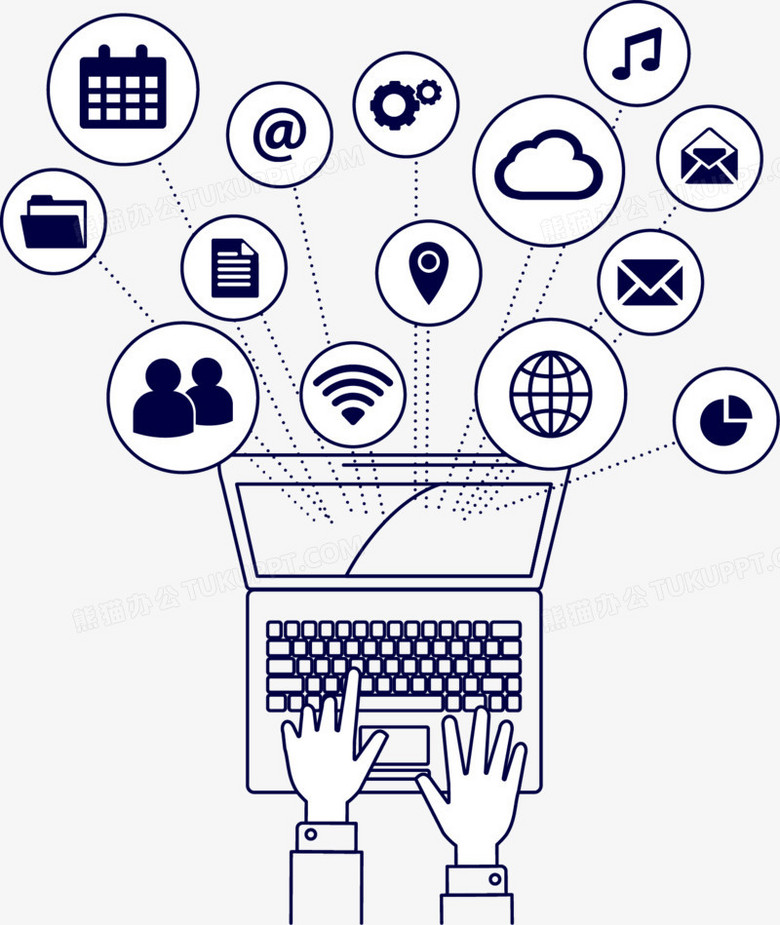 矢量手绘笔记本互联网