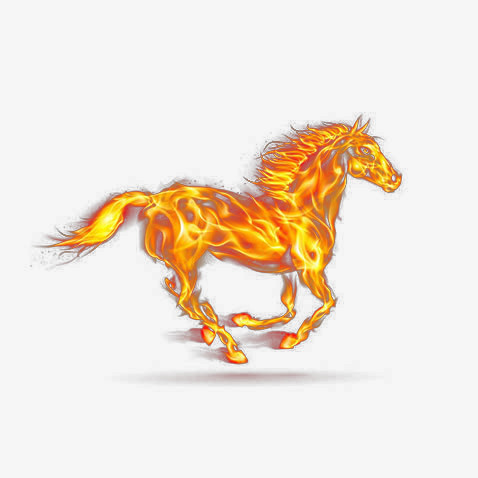 本作品全称为《金色简约风炽热火焰奔跑的骏马元素》,使用 adobe