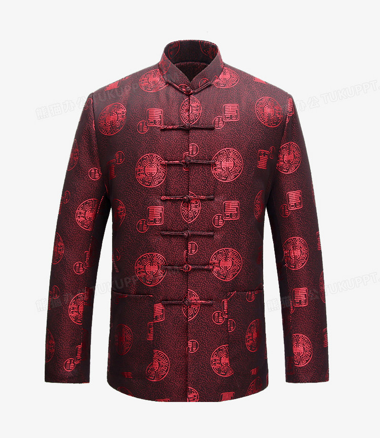 中国风酒红色发财图腾唐装上衣png图片素材下载_中国png_熊猫办公