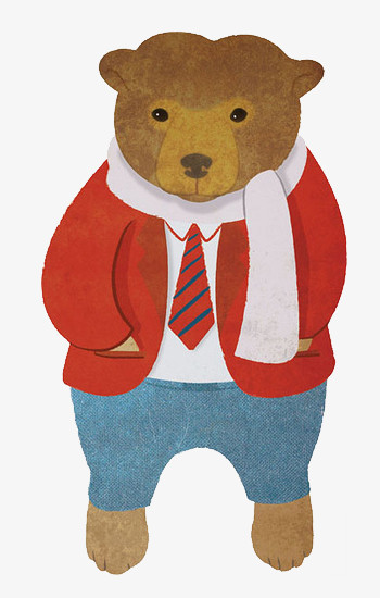 水彩手绘穿衣服的熊