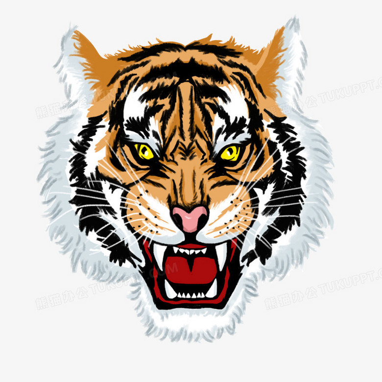 本作品全称为《卡通手绘凶狠的老虎头像元素》,由迷南文化传媒(上海)