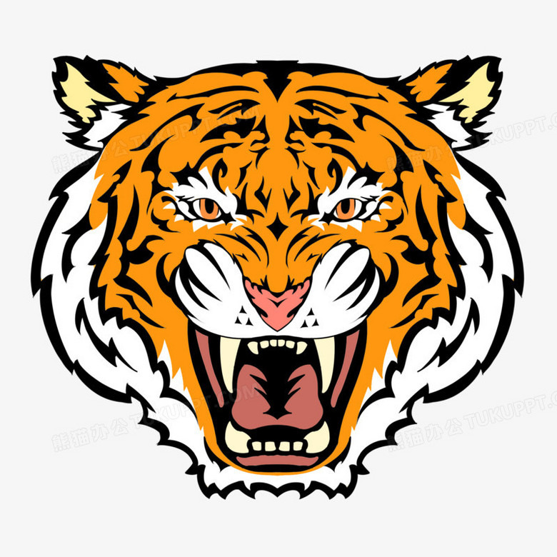 作者根据动物的形态,设计了凶猛张嘴的老虎,向大家宣传老虎的凶猛,该