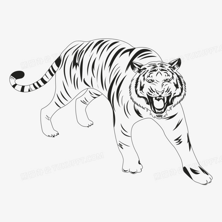 手绘猛虎线稿元素
