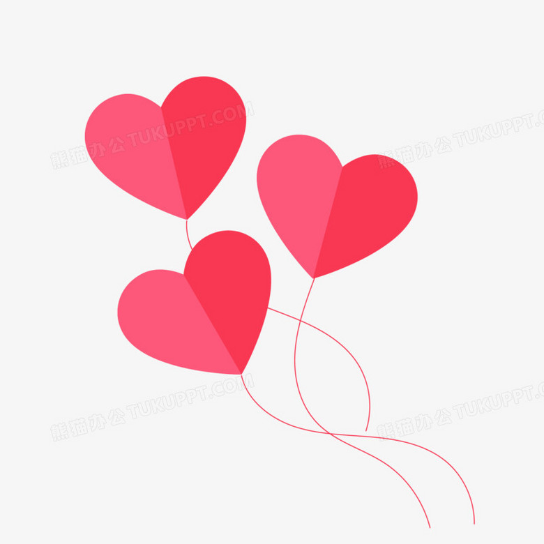 手绘剪纸风爱心气球免抠元素