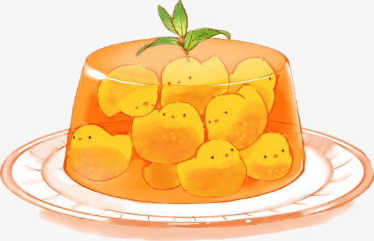 本作品全称为《黄色卡通手绘美味果冻创意元素》,使在整个配色上使用