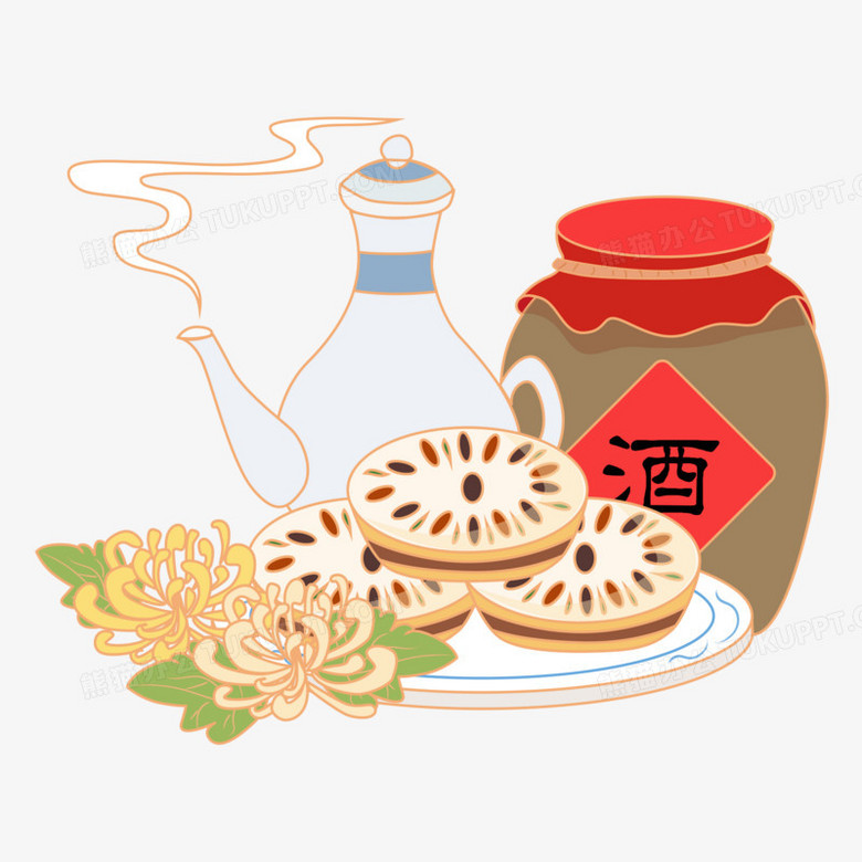 重阳糕菊花酒图片