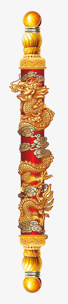 本作品全称为《金色中国风精美龙纹祥云缠绕的柱子创意元素》,使用