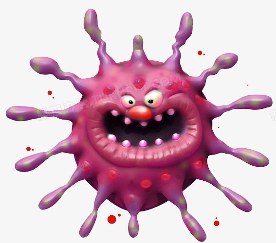 手绘紫粉色卡通病毒