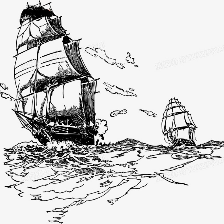 中国风航海图线条背白背景