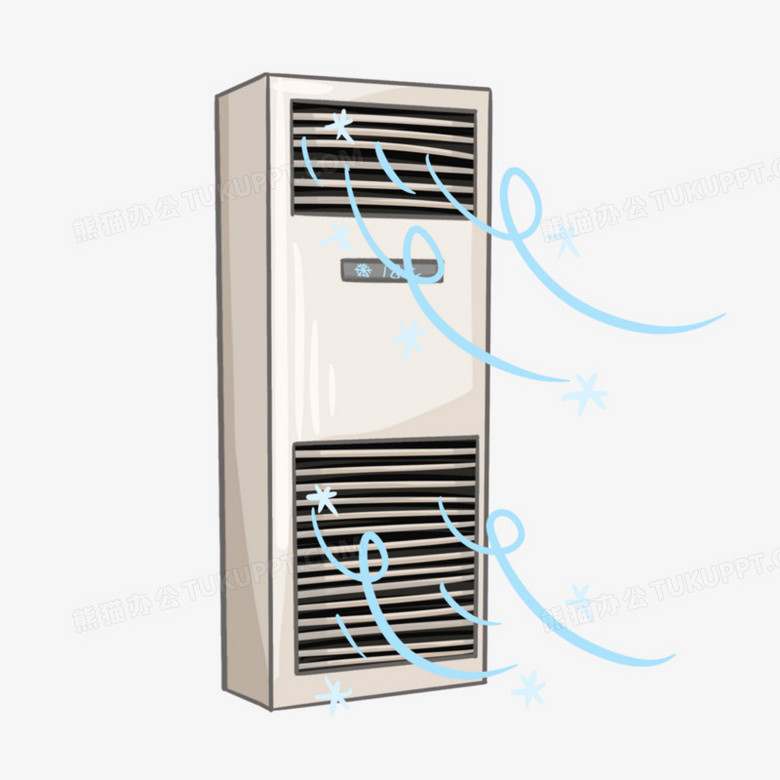 手绘卡通立式空调元素