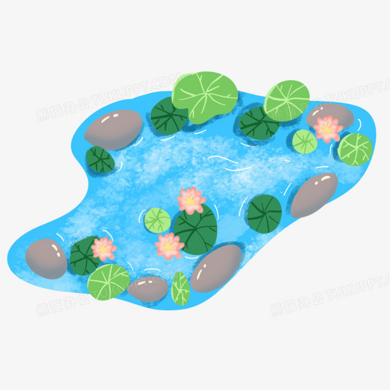 本作品全称为《卡通手绘池塘里的小鱼荷花元素》,使用 adobe