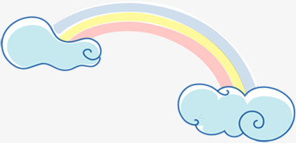手绘卡通彩虹白云