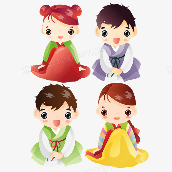 朝鲜族服饰简笔画彩色图片