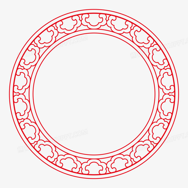 《中国风红色祥云纹圆形边框元素》,使用adobe illustrator cc软件