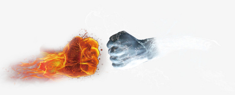 本作品全称为《橙色简约风冰火拳头冰封对决元素》,使用 adobe