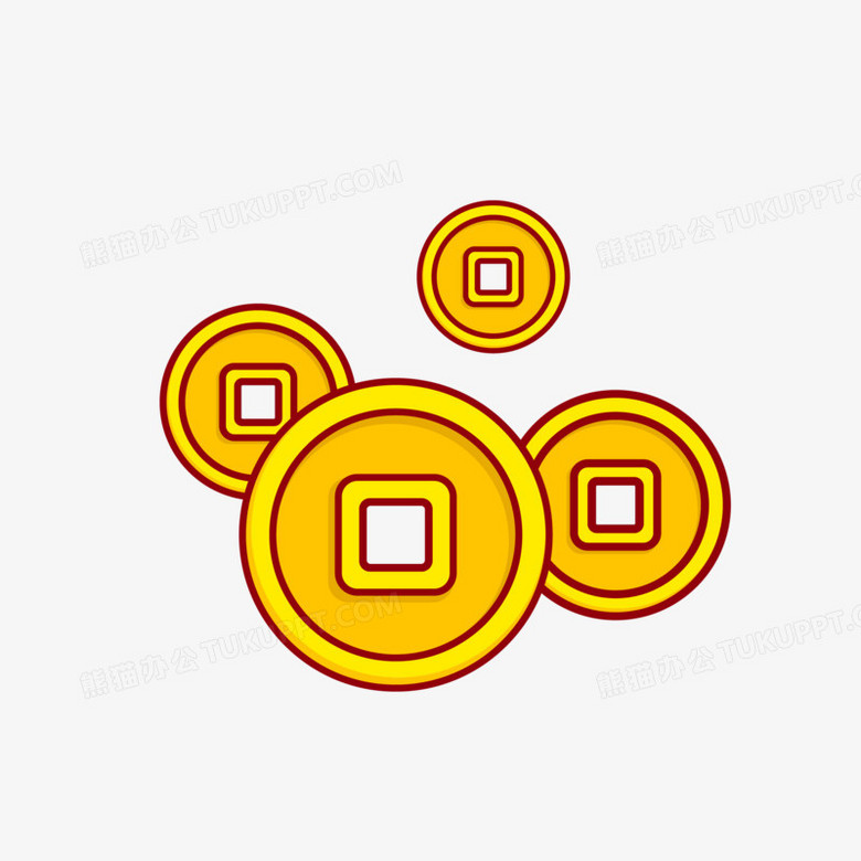 手绘金色卡通铜钱素材