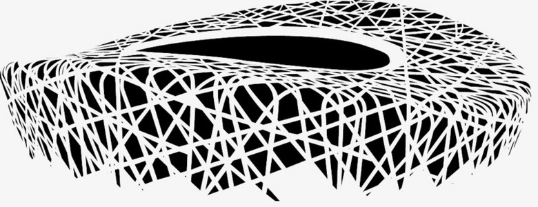 本作品全称为《黑色卡通手绘大气鸟巢素描创意元素》,在整个配色上