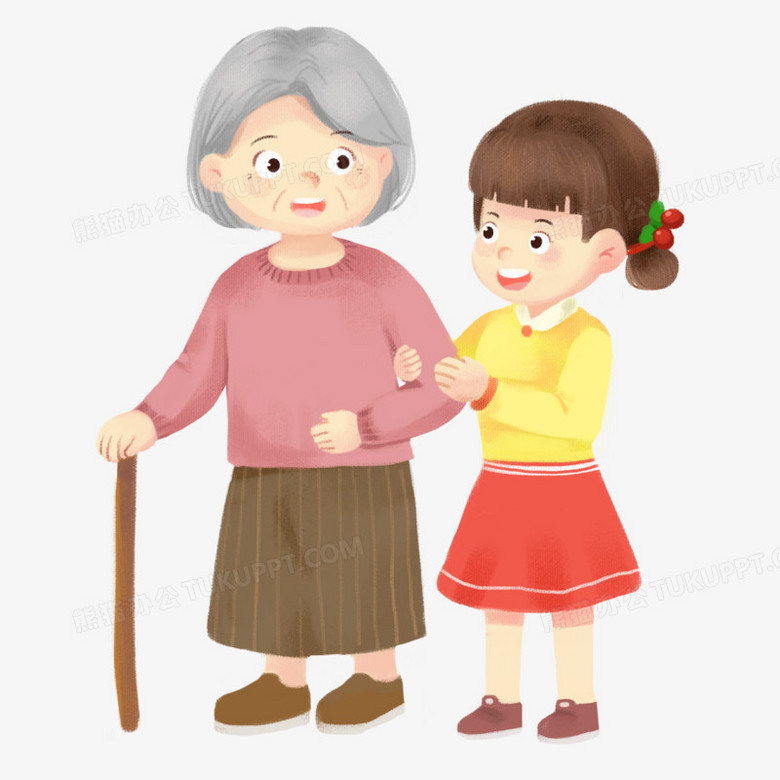 奶奶牵着孙女的背影图片