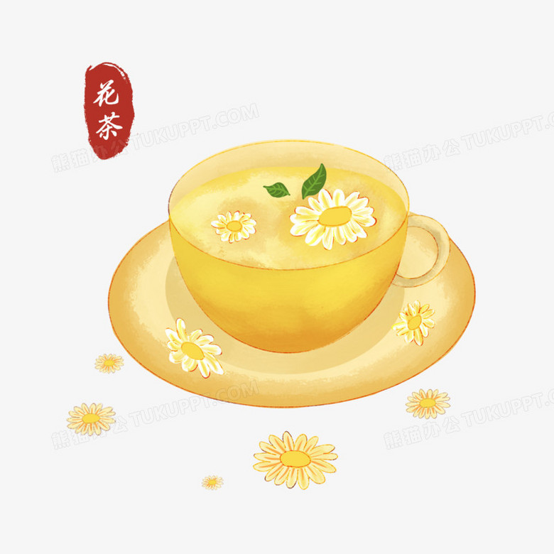 手绘菊花茶元素