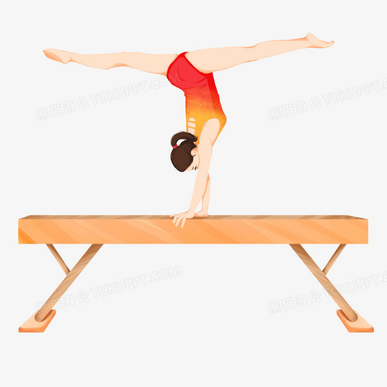 手绘女子平衡木比赛免抠元素png图片素材下载_手绘png_熊猫办公
