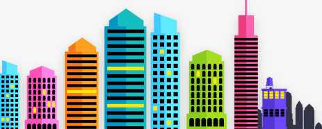 彩色卡通城市高楼