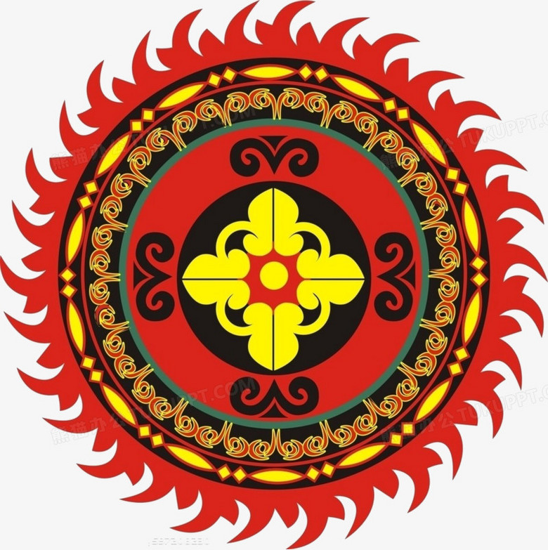 本作品全称为《红色卡通风精美火焰图形彝族图案创意元素》,在整个