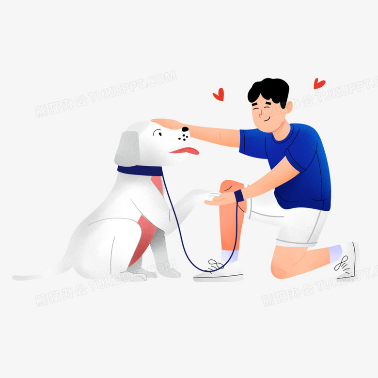 手绘卡通主人在训练狗狗免抠元素