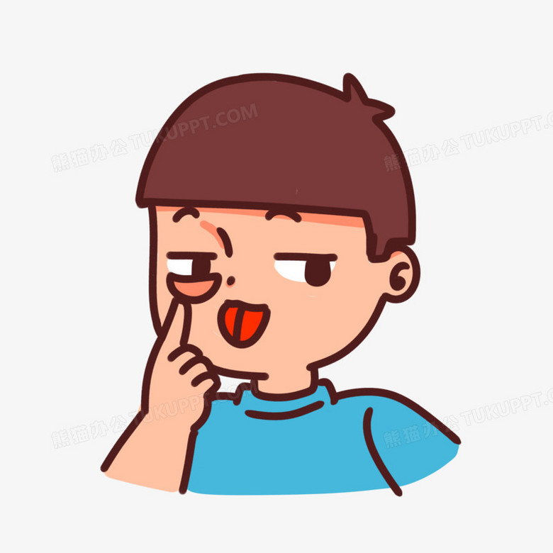手绘卡通做鬼脸男孩素材