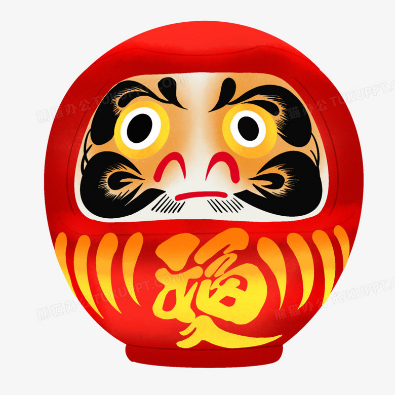 手绘插画风日式元素达摩不倒翁元素