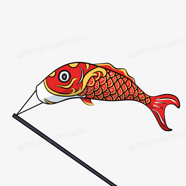 手绘插画风日本鱼旗素材