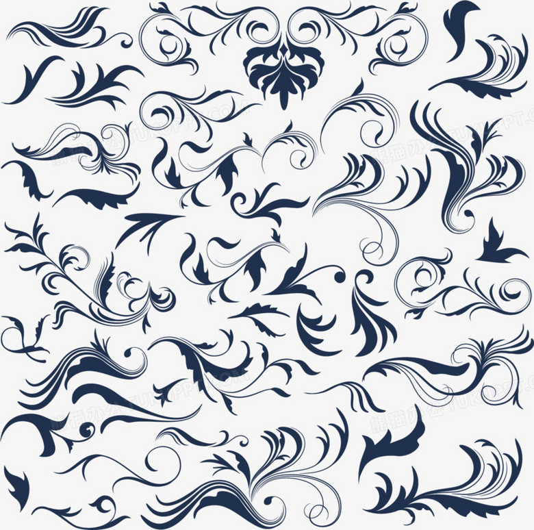 欧式古典线条花纹矢量素材免费下载