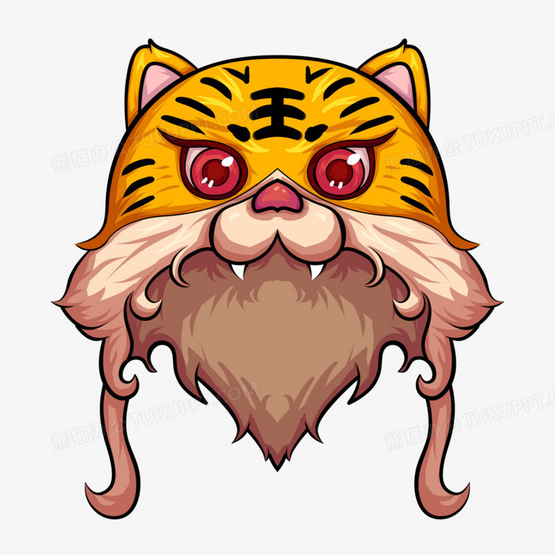 手绘国潮插画风卡通虎头套png图片素材免费下载 素材png 4000 4000像素 熊猫办公