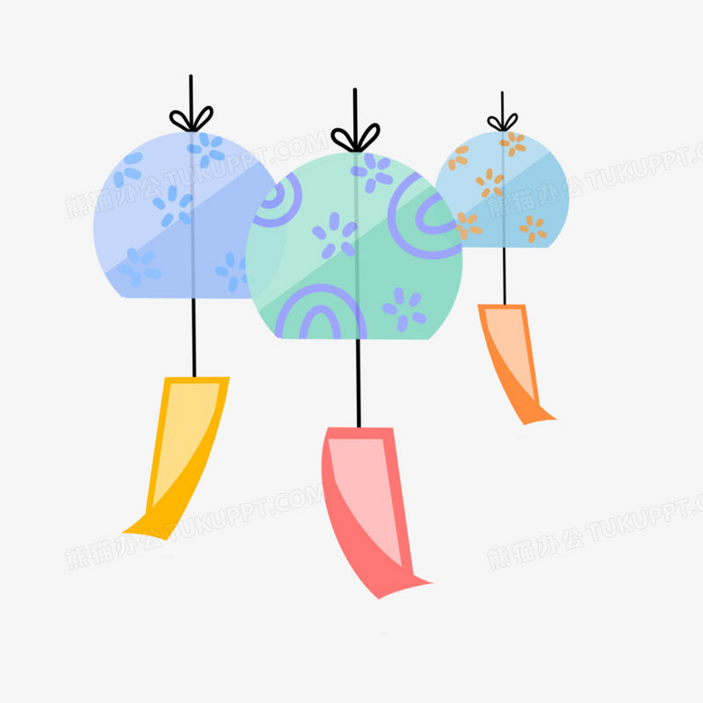 卡通手绘日式风铃免抠元素png图片素材下载 卡通png 熊猫办公
