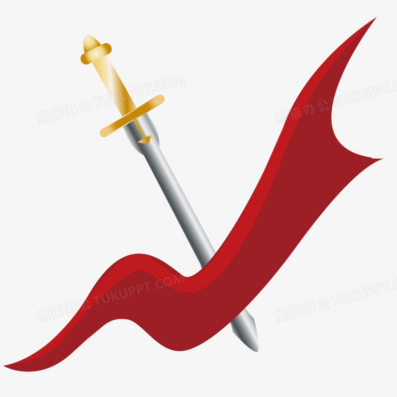 手绘红色卡通利剑素材