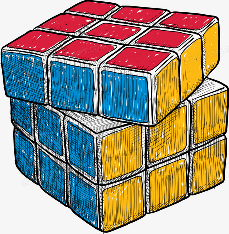 矢量彩色手绘魔方