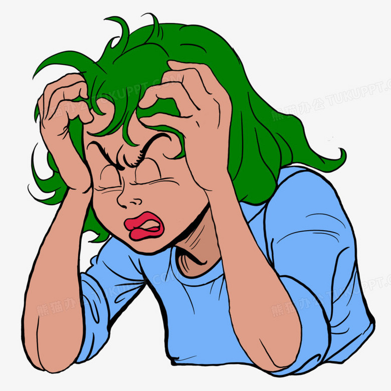 卡通手绘抓头烦恼表情免抠元素
