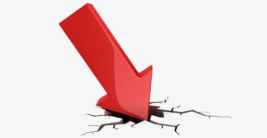 本作品全称为《红色卡通风降价到底箭头标签创意元素》,整个配色上