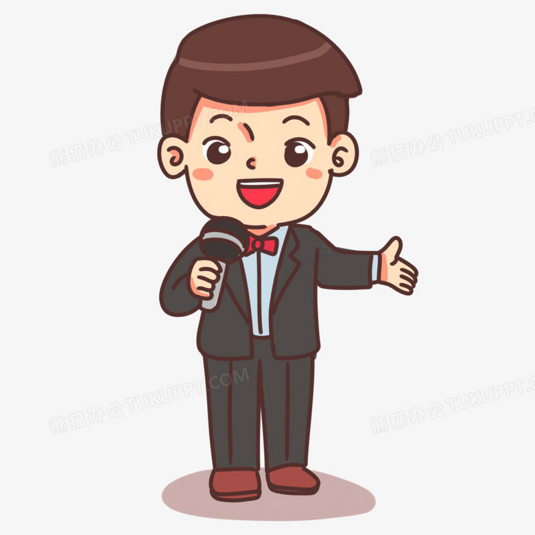 手绘卡通晚会主持人素材