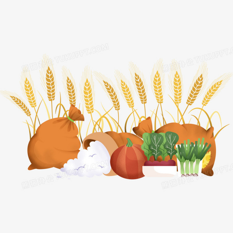 手绘卡通丰收粮食免抠元素png图片素材下载 元素png 熊猫办公