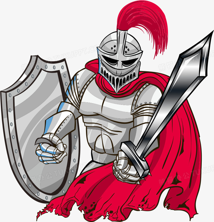 矢量红色斗篷骑士