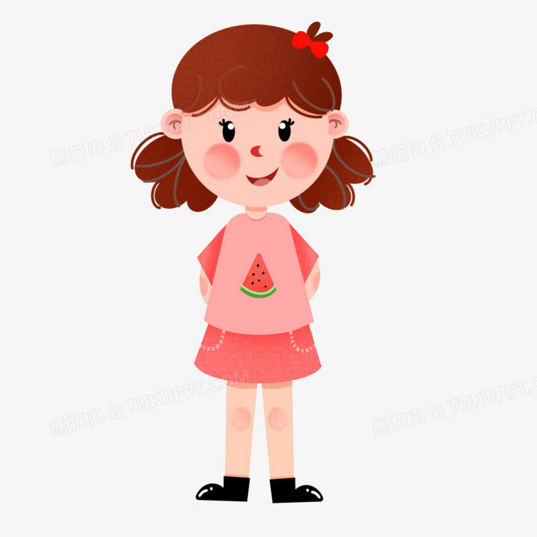 手绘卡通可爱活泼小女孩免抠元素