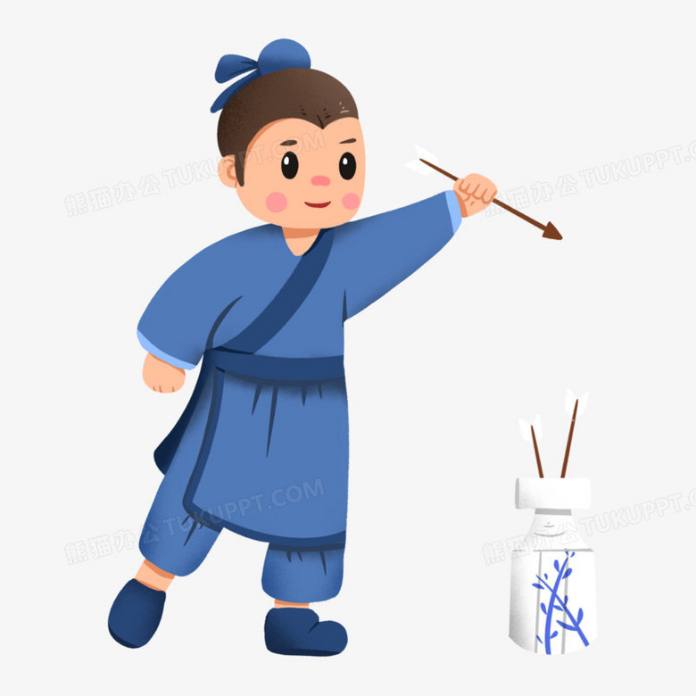 本作品全称为《彩色卡通风古代玩投壶的男孩创意元素》,由迷南文化