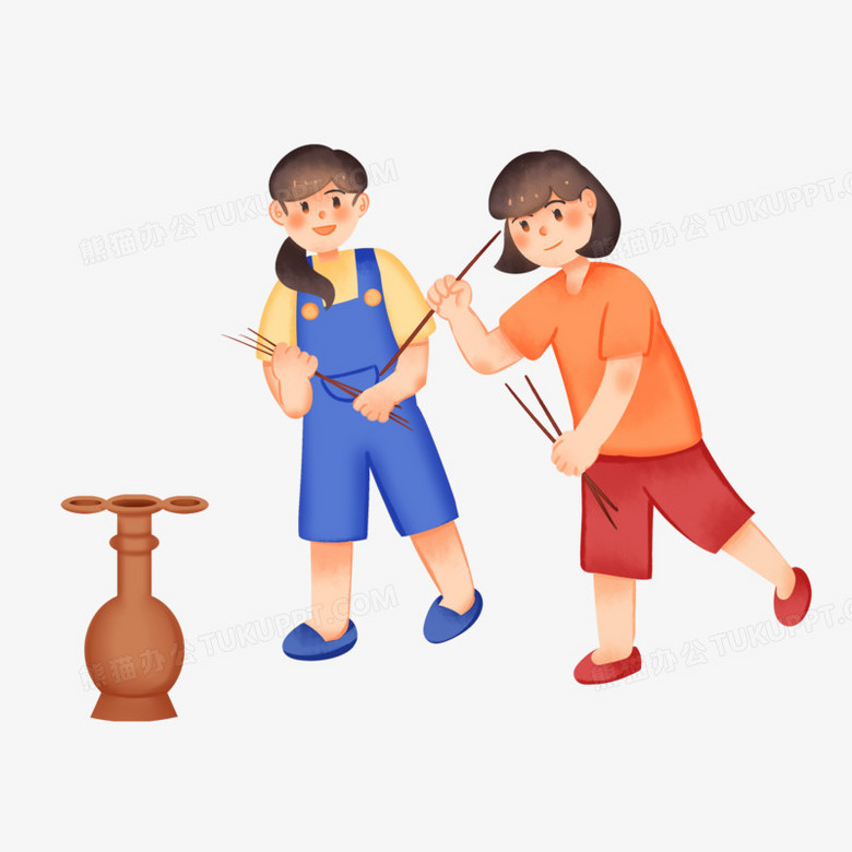 手绘卡通古代文化投壶免抠素材