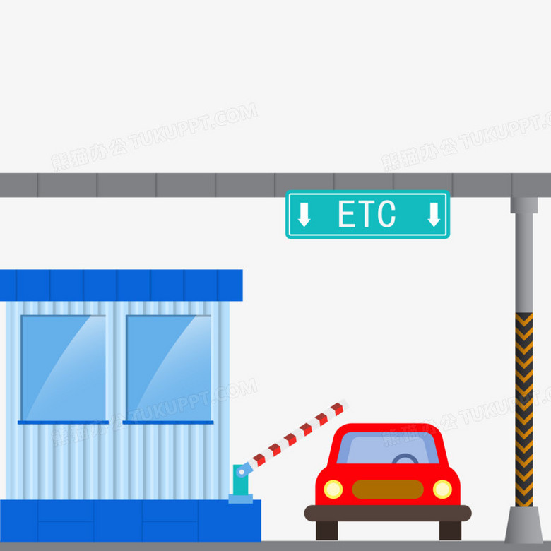 手绘卡通矢量高速收费站素材