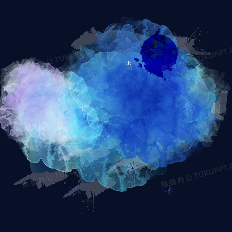 蓝色泼洒状的墨渍素材