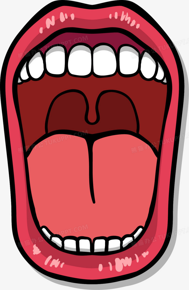 作品以白色为背景,设计了彩色张大的嘴巴,整体呈现卡通风.