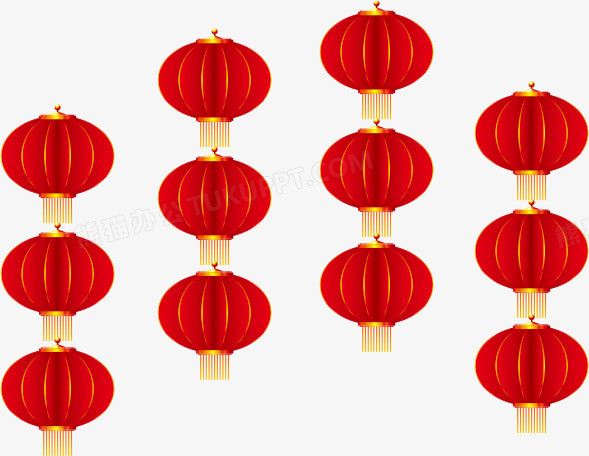 红色成串中国风灯笼婚礼