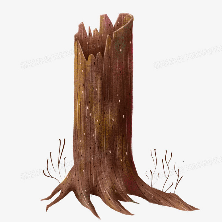 本作品全称为《卡通手绘凋零的枯树干元素》,使用 adobe photoshop cc