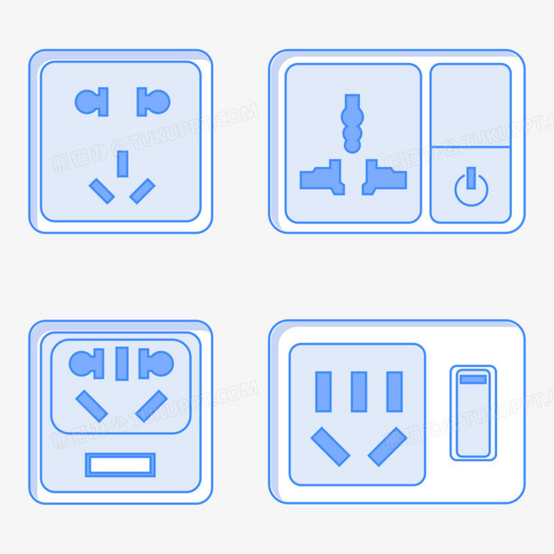 卡通手绘家用线描插座插头元素