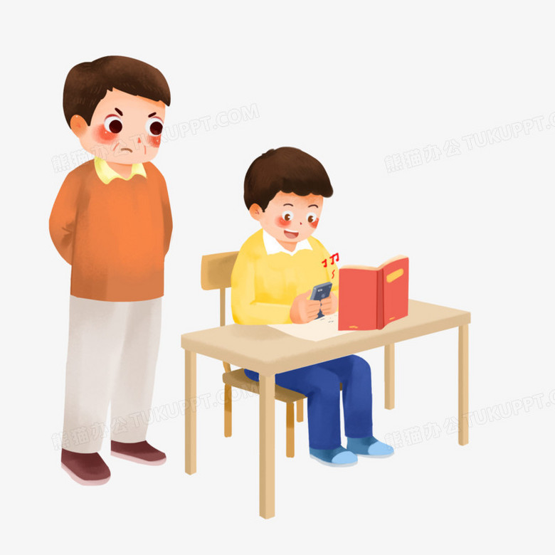 卡通手绘老师站在学生身后png图片素材下载 老师png 熊猫办公